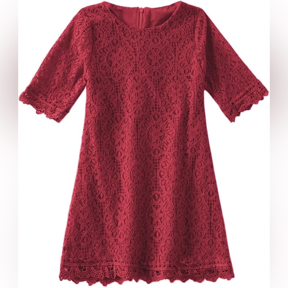 Elegant Red Lace Kids Dress